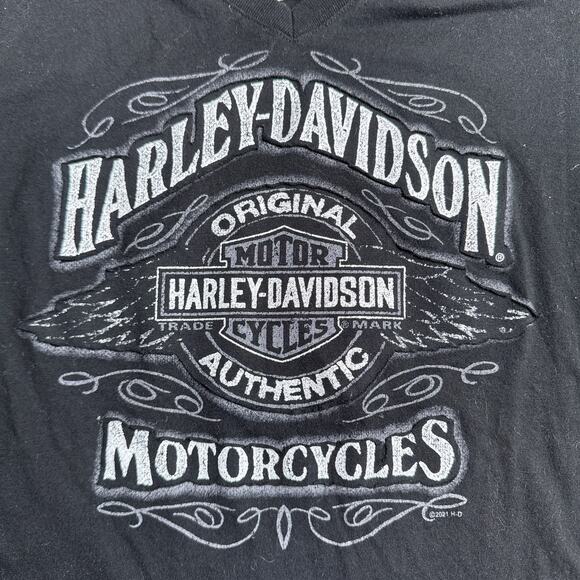 Harley Davidson T-Shirt Women's Medium Black Motorcycle Short‎ Sleeve Ohio 6432 - Picture 4 of 9
